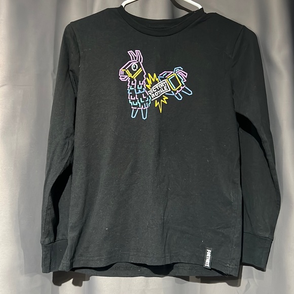 Boys black Fortnite victory royale llama long sleeved T-shirt size 10/12 - Picture 1 of 4